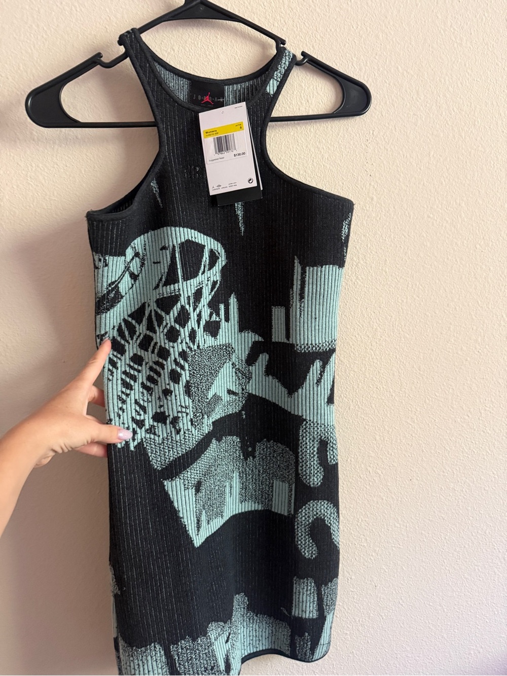 Jordan Black & Mint Racerback Knit Mini Dress